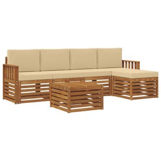 vidaXL Conjunto De Sof&aacute;s De Exterior Con Coj&iacute;n 6 Pcs Natural Y Beige Vidaxl