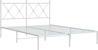 vidaXL Metal Bed Frame without Mattress with Headboard White 135x190cm Vidaxl