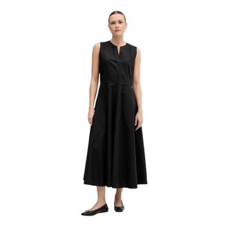 DKNY Jurk met V-hals - Dames - Casual kleedjes - Zwart - M - Katoen - Kleedjes
