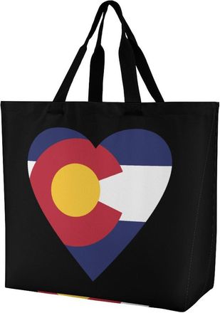 Generic Colorado Love Flag Reusable Shopping Bags Large Capacity Grocery Bag Heavy Duty Tote for Women 40x40x16cm