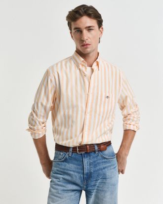 GANT Men Regular Fit Striped Classic Poplin Shirt (XXXL) PEACHY ORANGE