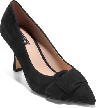 Cole Haan Fidela Pointed Toe Pump in Black Suede/black Croc Print at Nordstrom, Size 9.5