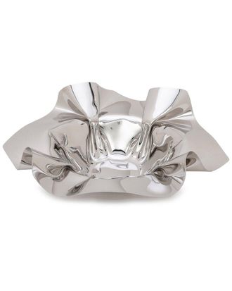 Alice Pazkus 14In Round Stainless Steel Ruffled Design Serving Bowl