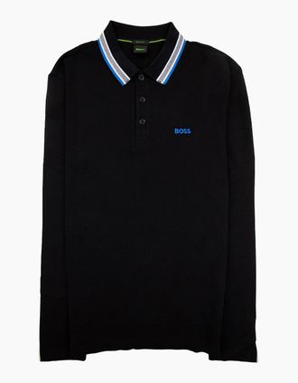 HUGO BOSS Mens Hugo Boss Plisy Regular Fit L/s Polo Black/blue - Black/Multi - Size: 42