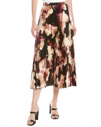 Anne Klein Printed Pleated Pull-On Skirt In Safari Multi