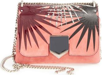 Jimmy Choo London Petite Lockett Palm Appliqué Suede Shoulder Bag