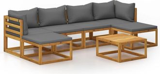 vidaXL Muebles De Jard&iacute;n 7 Pzas Cojines Madera Maciza De Acacia Vidaxl