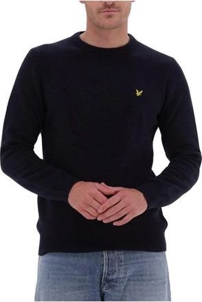 Lyle & Scott Lamswollen Blend Trui met Ronde Hals - Heren - Ronde hals truien - Blauw - XS - Wol - Truien & Vesten