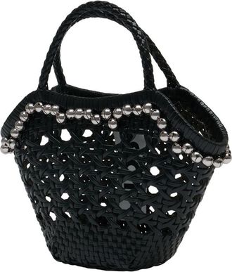 Osoi Womens Lip Shopper Tote Black Raffia