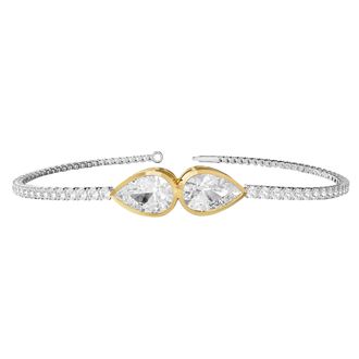 Diamond2Deal 925 Sterling Silver Silver 3.9 Ct Pear Cut Lab Grown Diamond Bangle Bracelet 7