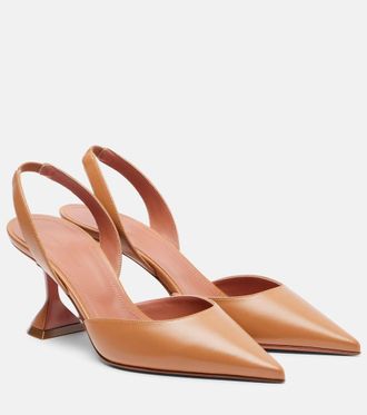 Amina Muaddi Holli 70 leather slingback pumps