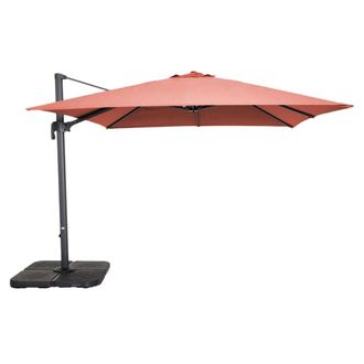 Oviala Parasol exc&eacute;ntrico rot. 3x3m + 4 bases para llenar alu terracota