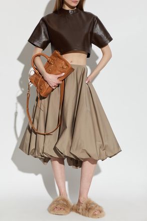 Balenciaga Cropped Leather Top, Womens, Brown