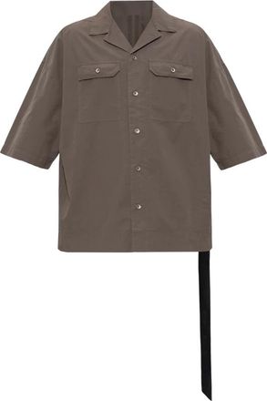 Rick Owens Magnum Tommy Oversize Shirt - Heren - Korte mouwen Overhemden - Bruin - M - Katoen - Overhemden