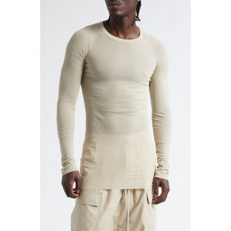 Rick Owens Long Sleeve Rib T-Shirt in Sand at Nordstrom, Size Xx-Large