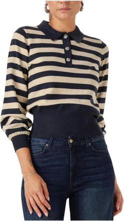 Minus Donkerblauwe Pullover voor Vrouwen - Dames - Ronde hals truien - Veelkleurig - XL - Wol - Truien & Vesten