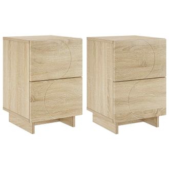 vidaXL Mesa De Noche 2 Uds. Roble Sonoma 33,5 X 34,5 X 50 Cm Vidaxl