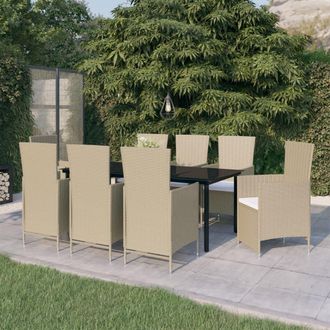vidaXL Juego De Comedor De Jard&iacute;n 9 Piezas Con Cojines Beige Vidaxl