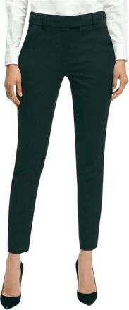 Brooks Brothers Zwarte Stretch Wollen Blend Smoking Broek - Dames - Chinos - Zwart - L - Wol - Broeken