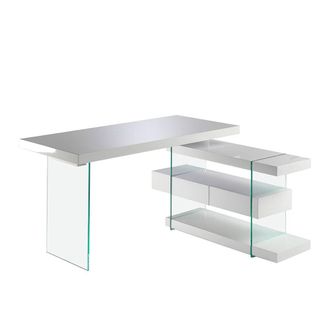 Angel Cerd&aacute; White MDF Desk with Tempered Glass Legs & 2 Drawers