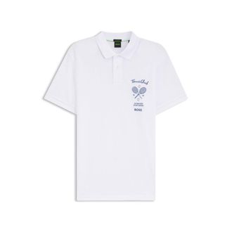 BOSS Embroidered-artwork polo shirt in cotton mesh