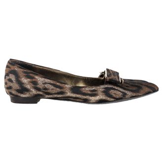 Lanvin Pointed Loafers in Animal Print Polyester