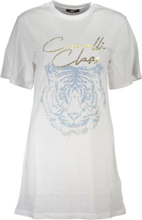 Cavalli Short Sleeve T-Shirt - Dames - Korte kleedjes - Wit - M - Katoen - Kleedjes