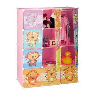 Relaxdays Relaxdays - Estanter&iacute;a Infantil Modular Con Animales, Rosa, 145 X 110,5 X 46.5 Cm