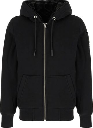 Moose Knuckles Stijlvolle Jassen voor Mannen en Vrouwen - Heren - Vesten met rits - Zwart - L - Katoen - Hoodies & sweatvesten