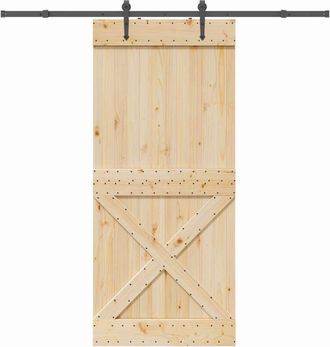 vidaXL Puerta Corredera Con Herrajes Madera Maciza De Pino 100x210 Cm Vidaxl