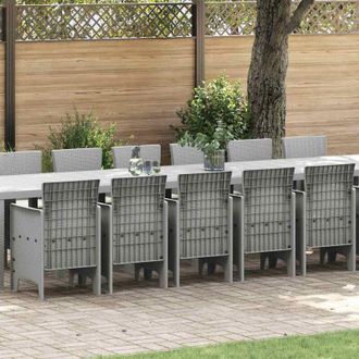 vidaXL Conjunto De Comedor De Jard&iacute;n 17 Pcs Gris Claro Ratan Polt Vidaxl