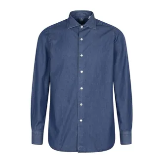 Finamore Heren, Overhemden, Blauw, Maat: 7XL Katoen