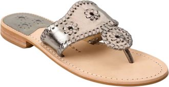 Jack Rogers Womens Original Metallic Nappa Flat Sandal In Anthracite