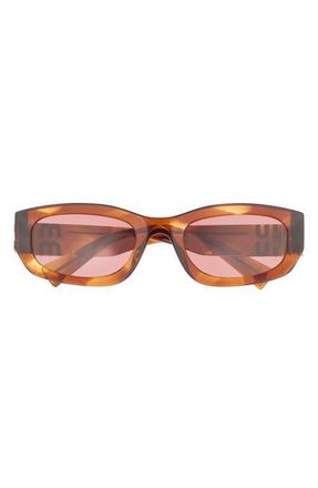 Miu Miu 53mm Irregular Sunglasses in Striped Tobacco/dark Violet at Nordstrom
