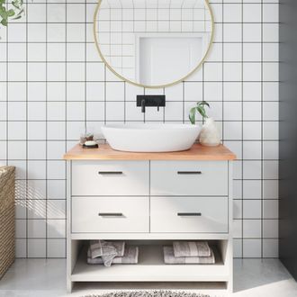 vidaXL Encimera De Ba&ntilde;o Madera Maciza Tratada Marr&oacute;n Claro 100x60x2 Cm Vidaxl