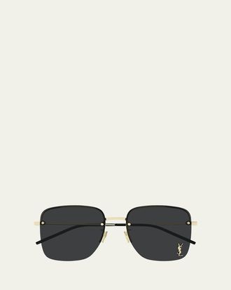 Saint Laurent YSL Rimless Square Metal Sunglasses