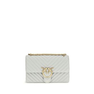 Pinko Gray Calf Leather Bos Taurus Shoulder Womens Bag