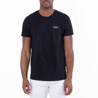 Balmain Small Flock Logo Print T Shirt, Size Medium