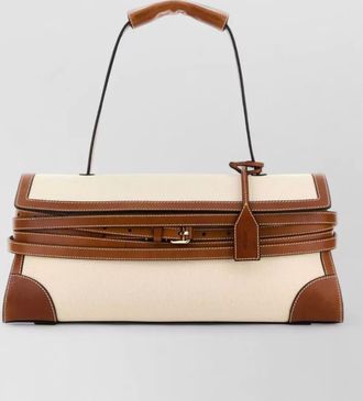 Moschino canvas shoulder bag structured shape buckle