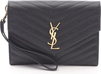 Saint Laurent Black Leather Clutch Bag (Pre-Owned)