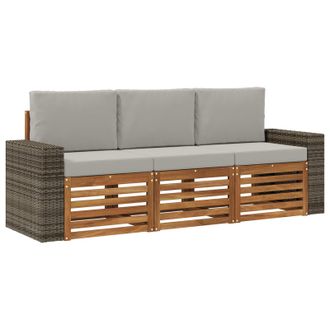vidaXL Juegos De Sof&aacute;s Con Coj&iacute;n 3 Pcs Madera De Acacia S&oacute;lida Vidaxl