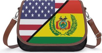 Generic US & Bolivia Flag Fashion Womens Crossbody Bags Novelty Handbag Shoulder Bag Purse