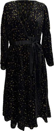 Diane Von F&uuml;rstenberg Diane Von Furstenberg Leopard Textured Midi Dress in Black Viscose