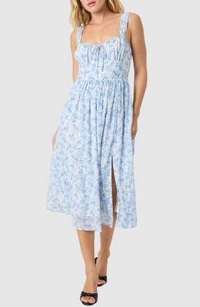 All in Favor Floral Print Sleeveless Midi Dress in Cream Blue Floral at Nordstrom Rack, Size X-Small