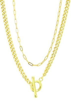 Candela Jewelry Paper Clip Cuban Toggle Necklace in Gold at Nordstrom Rack