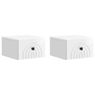 vidaXL Mesita De Noche De Pared 2 Pcs Brillante 33 X 34,5 X 20 Cm Vidaxl
