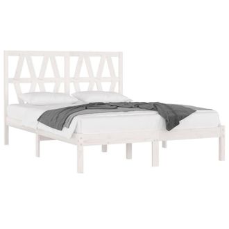 Berkfield Home Beautiful Bed Frame White Solid Wood Pine 120x200 cm | Size: Small Double