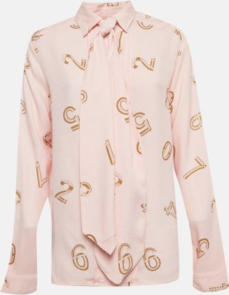 See By Chlo&eacute; See by Chlo&eacute; Pink Printed Crepe Neck-Tie Blouse M