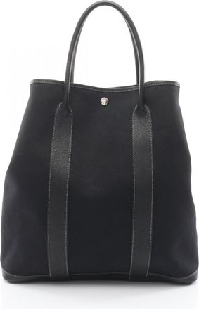 Herm&egrave;s Black Leather Handbag Tote Bag (Pre-Owned)