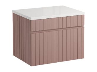 Vente-Unique Mueble suspendido para lavabo en rosa con tablero - 60 cm - SATARA
